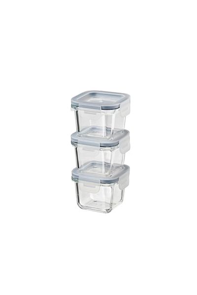 dalip Set 3 caserole din sticla, capac de plastic, pentru depozitare si pastrare alimente, 180ml, termorez