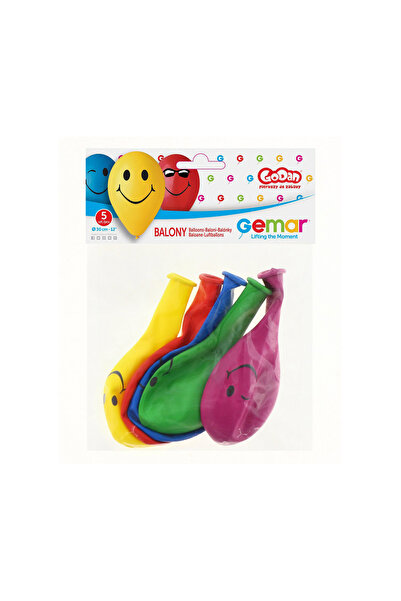 Godan Set 5 baloane SMILEY FACE Multicolor 12" 30 cm GS110/PS3M
