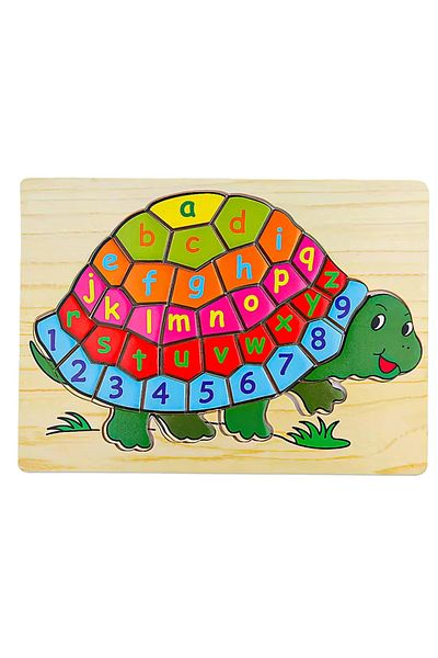 SARALMA Wooden interlocking puzzle, turtle shape, Montessori, 27 pieces