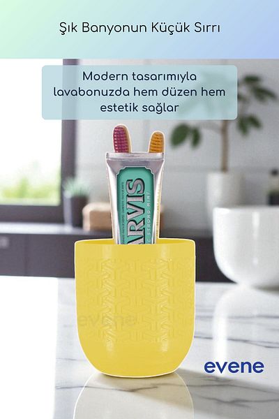 Evene Θήκη οδοντόβουρτσας Βάση οδοντόβουρτσας Βάση οδοντόβουρτσας Ανοιχτό κίτρινο χρώμα Μοντέλο 77