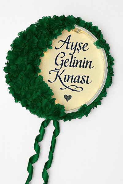 Evsay İsimli Ledli Şeffaf Gelin Tefi Lazer Çiçekli İncili Düğün Kına Nedime Bride Parti Defi Şeffaf Pvcli