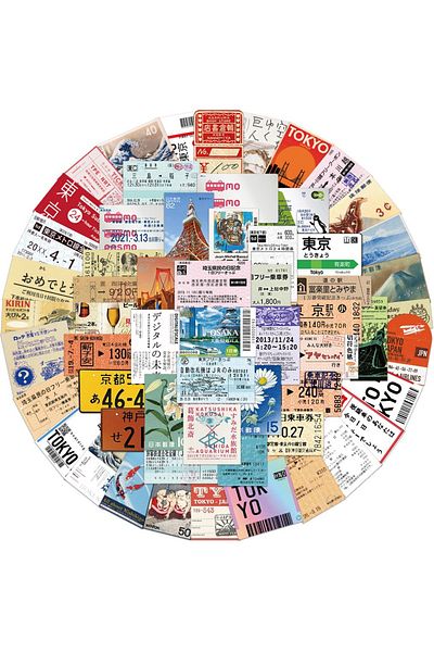Choice WHITE 60PCS INS Style Stamp Sticker Japanese Postcard Ticket Stationery Travel Diary Luggage Waterpr