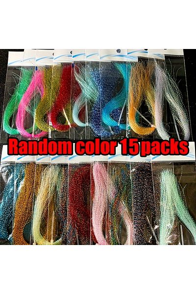 Choice Random 15 Packs TAKBAS Fly Tying Materials Kit, 15 Pack Crystal Flash Fly Fishing Tying Materials, A