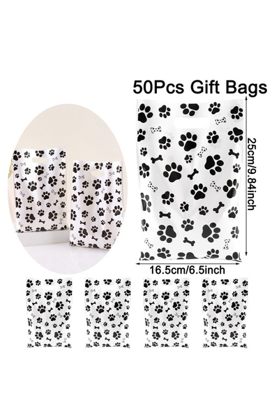 choice2 as shown 50pcs 10/20/50pcs Dog Paw Black White Gift Bags with Handle ...