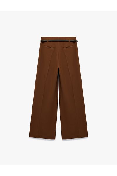 Koton Wide Leg Palazzo Fabric Trousers with Pleated Belt
