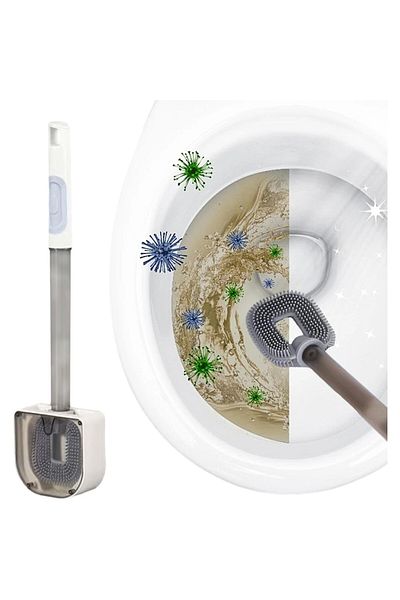 Flippy Perie de toaletă, rabatabilă, cu recipient pentru detergent, plastic+TPR, albă