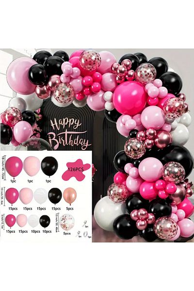 Choice As shown 126pcs 126pcs Black Rose Red White Pink Latex Balloon Garland Arch Kit for Birthday Wedding