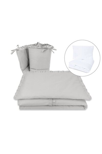 MimiNu Lenjerie patut cu 5 piese, MimiNu, Pentru patut 120x60 cm, Cu volanase...