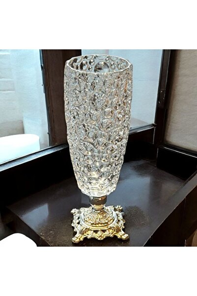 Diamond Porselen Ayaklı Kristal Vazo – Altın Desenli Zeminli Dekoratif Salon ...