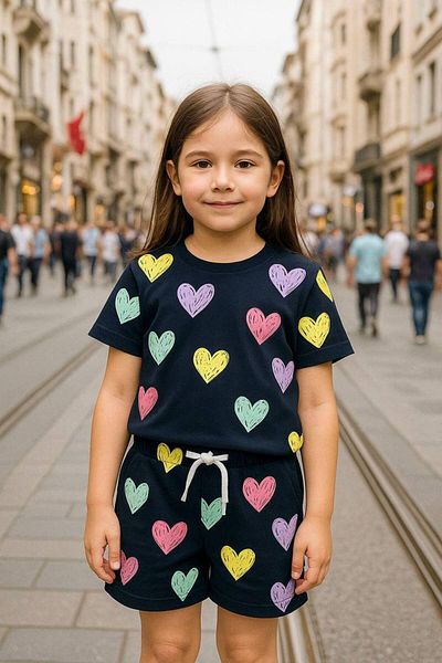 Uslukids Girl's Heart Shorts Suit