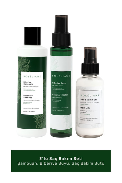 SOLELİANE Kolajen Keratin Biotin Biberiye 3'lü Saç Bakım Seti Pür - Biberiye ...