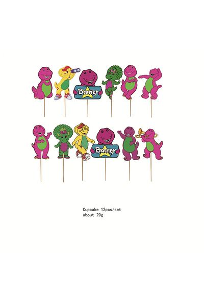 Disney Cupcake 12Pcs Barney Themed Birthday Party Decorations Disposable Cutlery Plate Tablecloth Cup Ballo