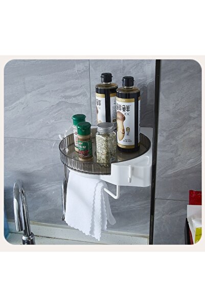 Flippy Storage Rack, Plastic, 360° Rotating, No-Drill Mount, Gray