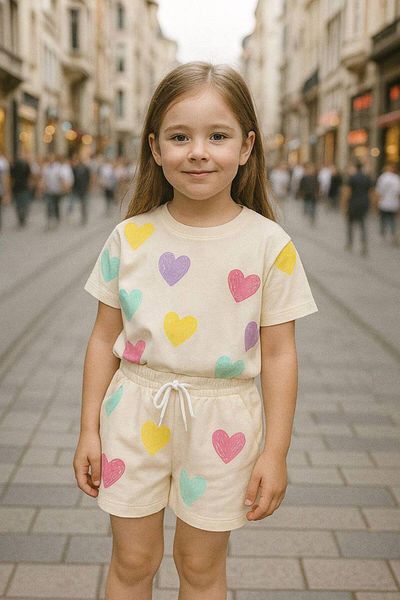 Uslukids طقم شورت على شكل قلب للفتيات
