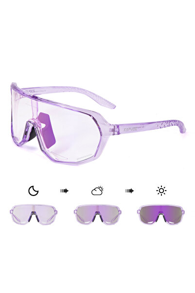 KAPVOE نظارات شمسية فوتوكرومية لركوب الدراجات، عدسة واحدة PU-1L-13 لونًا، فاخ...