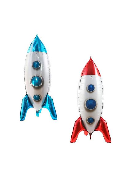 Choice 80x46cm mix 2pcs 4D Standing Foil Inflatable Rocket Balloons Kids Outer Space Theme Birthday Party D