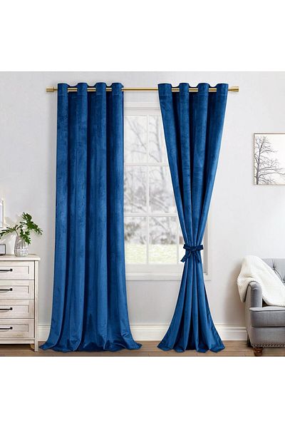 Metropolitan Concept Set of two full blackout velvet curtains, worked on staple rings