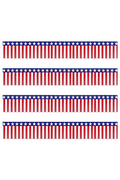 Choice 6m Red White Blue 1pc USA Flag Fringe Banner Tinsel Streamer Foil Tassel Garland For Independence Da
