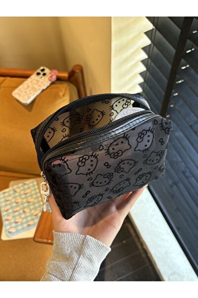 Miniso حقيبة مكياج Hello KittyNoPendant سوداء شبكية Hello Kitty - حقيبة مستحض...