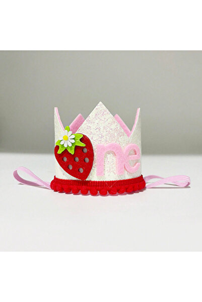 Choice قبعة حفلات على شكل تاج الفراولة الوردية، قبعة عيد ميلاد للأطفال بعمر س...