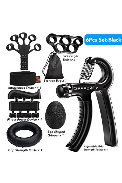 Choice مجموعة من 6 قطع - أسود، مقبض يد ثقيل قابل للتعديل، 5-60 كجم، أداة تمري...