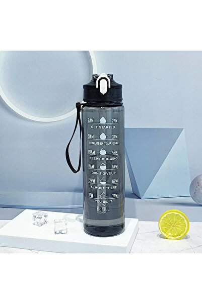 Choice Black-C 800ml/27oz Large Capacity Sports Water Bottle Leak Proof Plastic Drinking Cup With Time Scal