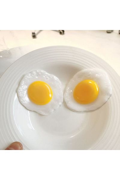 Choice 2pcs New Decompression Simulation Fried Egg Decoration Fake Fried Egg Home Ornament Simulated Food F