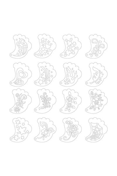 Choice As show 16 Reusable Facial Painting Templates Durable Plastic Hollowed-out Diy Graffiti Templates Ca