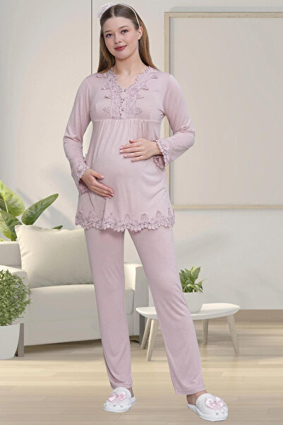 Mavelle Women's Pregnant Maternity Dressing Gown Nightgown Pajamas Set 1519