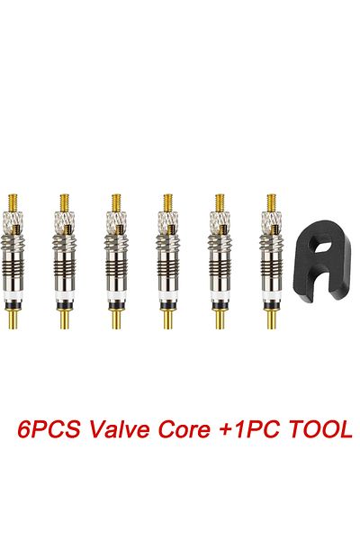 Choice 6PCS and 1Tool Repair Tools Presta Valve Core Kit Bike Supplies Bike Tire Tools Valve Core Removal T