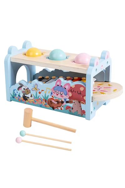sallma Interactive toy with hammer, balls and wooden xylophone, Montessori