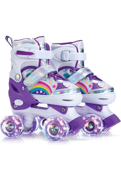 Elindor Adjustable roller skates for children and adults, size S 26-33, Purple