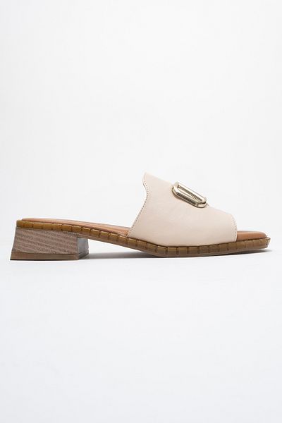 Ataköy Ayakkabı Women's Leather Buckle Slippers