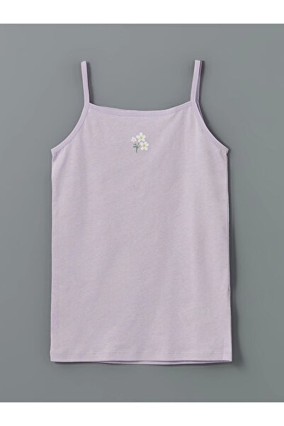 LC Waikiki LCW Kids Ekru Kare Yaka Çiçekli Kız Çocuk Atlet 2'li