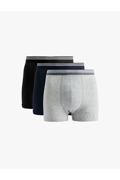 Koton Cotton 3-Piece Boxer Set with Rubber Detail