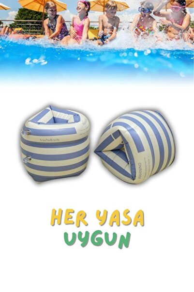 buradanaldım Mavi Çizgi Desen Her Yaşa Uygun Yürüyen Kolluk, Şişme Deniz Havuz Yüzme Kolluğu, Yüzme Ekipmanları