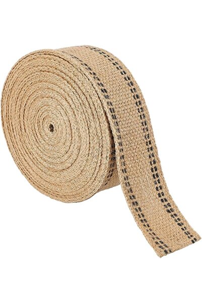 Choice AECH06-14793 لفة شريط شبكي من الجوت بطول 11 ياردة، شريط شبكي من الخيش الجوتي الطبيعي مع خط أسود، 2 بوصة