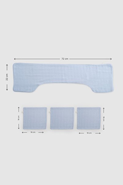 Little Gusto Organic Cotton Muslin Blue Shoulder Mouth Cloth Set