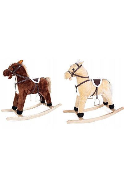 PROCART Children's swing, rocking horse, sound effects, lights, Cream wooden stand