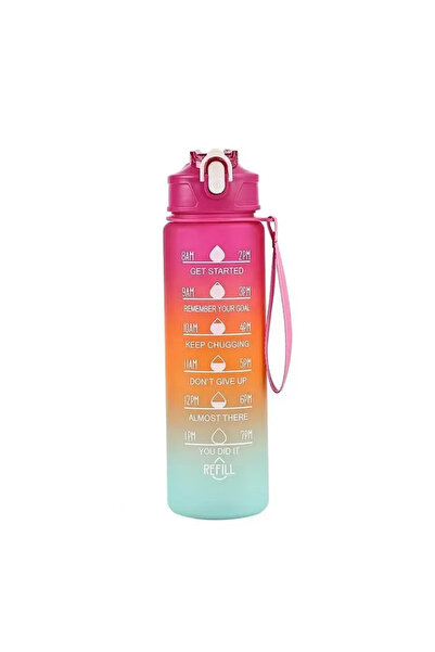 Choice Rose red-A 800ml/27oz Large Capacity Sports Water Bottle Leak Proof Plastic Drinking Cup With Time S