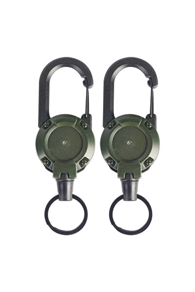 Choice 2 قطعة خضراء 2 قطعة سلسلة مفاتيح خارجية قابلة للسحب مضادة للسرقة معدني...