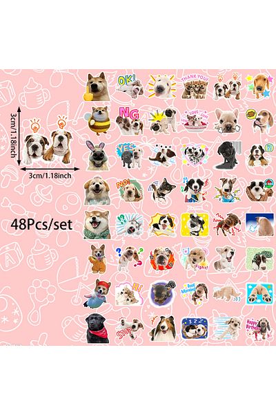 Choice 6X5.2X0.5CM ZFY-137 48pcs Party stickers, funny dog emoji stickers, self-paste,can be used for party
