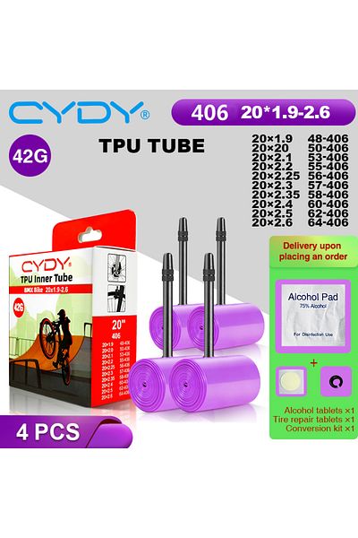 Choice 406 45mm CYDY 20X1.95-2.6 4PC 42g CYDY TPU Bike Inner Tube Camera 20" 406 20x1.9 2.0 2.1 2.2 2.25 2.