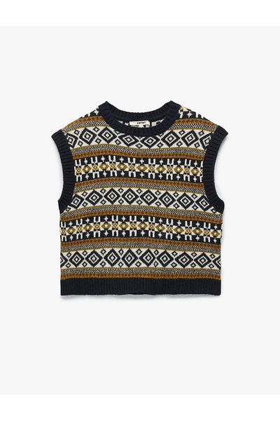 Koton Tricotaj fără mâneci cu decolteu cu model etnic Pulover oversize