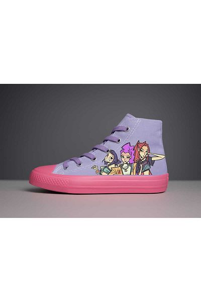 LİASSHOES Purple Linen Pink Sole Cartoon Girls Children's Sneakers
