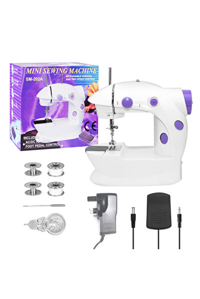 Choice ماكينة خياطة بريطانية بيضاء محمولة للغاية ثنائية السرعة مزودة بإضاءة LED ودواسة قدم | سهلة الاستخدام