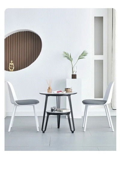 smart home Coffee and Tea Table - Premium Round Ceramic Serving Table with Heat-Resistant Surface, 70x70x60cm