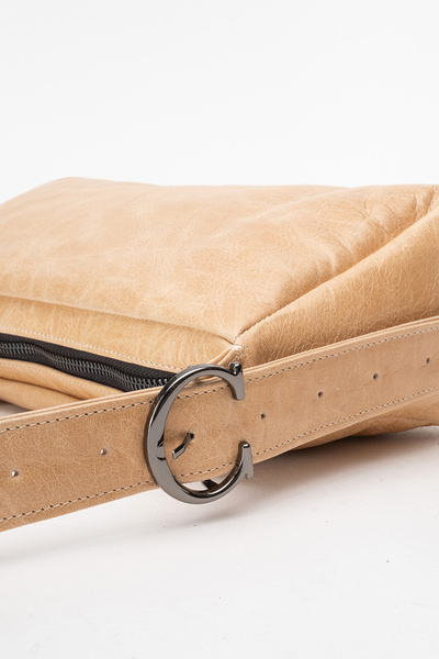 Dericlub Diana Adjustable Belt Shoulder Bag Real Leather Beige