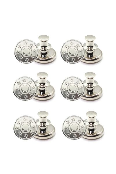 Choice silver 6pcs-Adjustable detachable jeans button Sew free vintage metal button garment button accessor