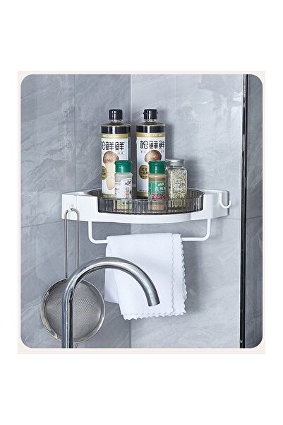 Flippy Storage Rack, Plastic, 360° Rotating, No-Drill Mount, Gray